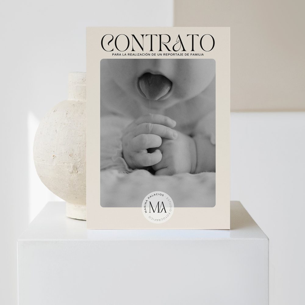 Plantilla editable de un contrato profesional de fotografía de familias, bautizos y reportajes infantiles en España. Modelo editable con cláusulas sobre pagos, cancelaciones, entrega de imágenes, derechos de autor y RGPD.